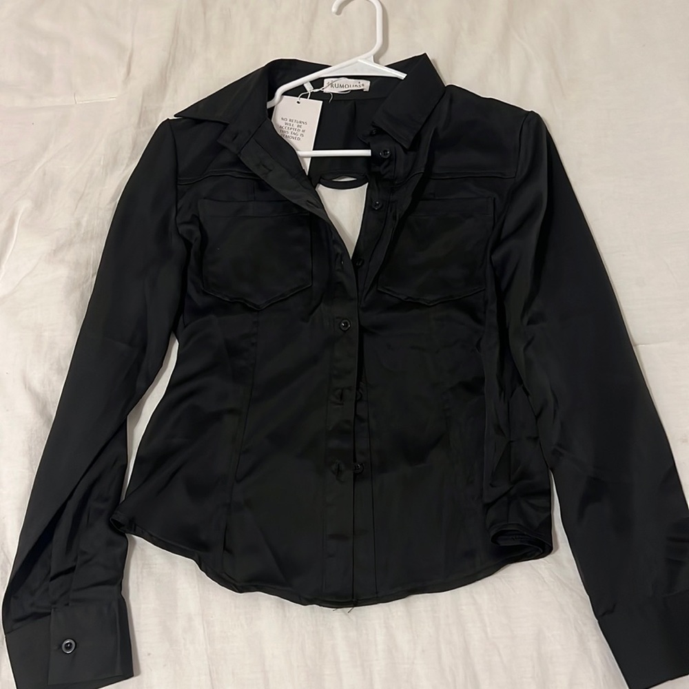NWT open back satin top
